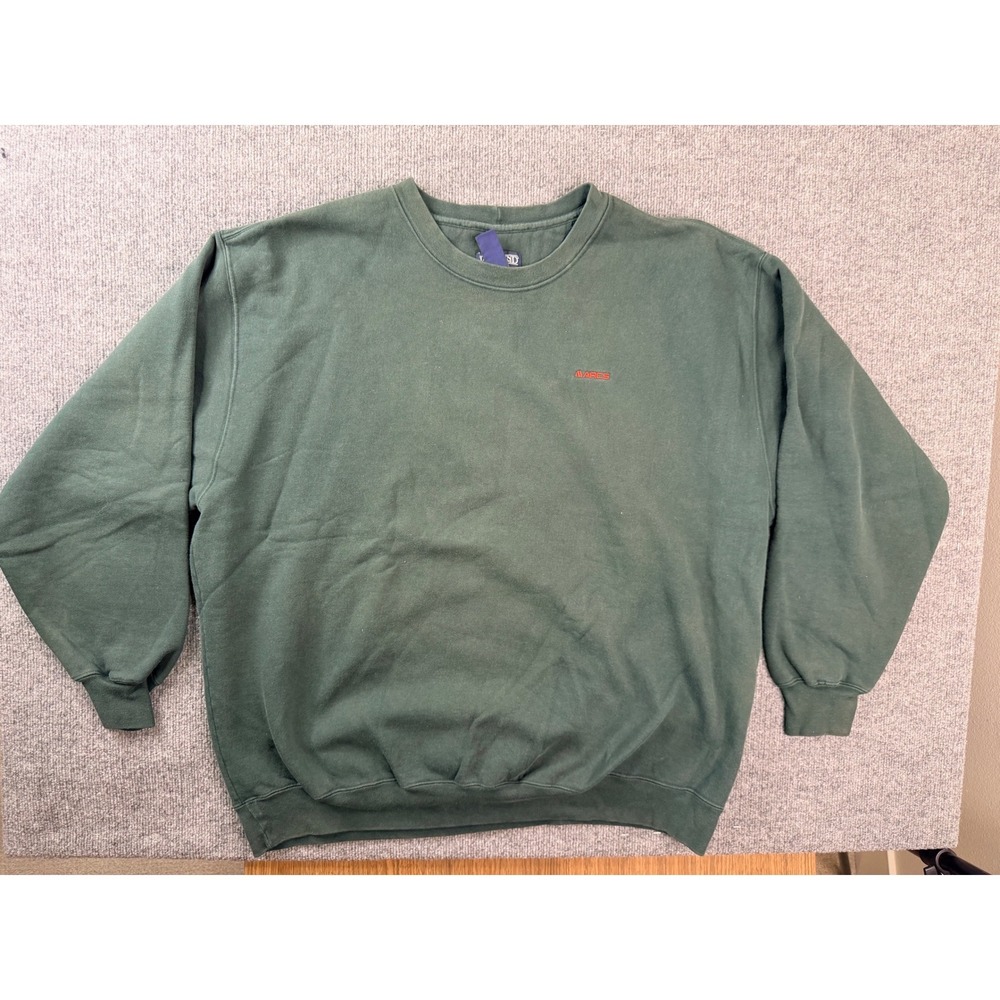 Vintage Lands End Sweatshirt Mens 3XL Green Y2K USA Made Heavyweight Crewneck 41